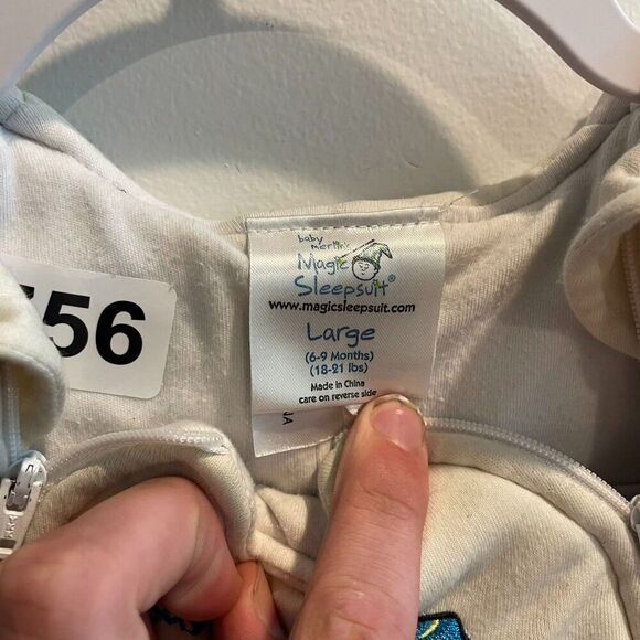 Baby Merlin's Infants White Magic Sleepsuit L 6-9 mos Double Zip Cotton Swaddle - Picture 7 of 9